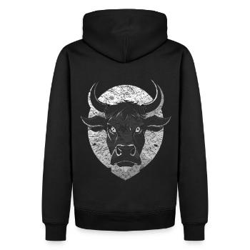 Stier Bulle grimmig böse - Männer Premium Bio Hoodie - Schwarz - Hinten - Nico (187cm)
