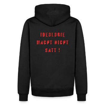 Ideologie Macht Nicht Satt - Männer Premium Bio Hoodie - Schwarz - Hinten - Nico (187cm)