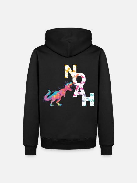 Noah - Schöner Jungen Name mit coolen Dinos - Männer Premium Bio Hoodie - Schwarz