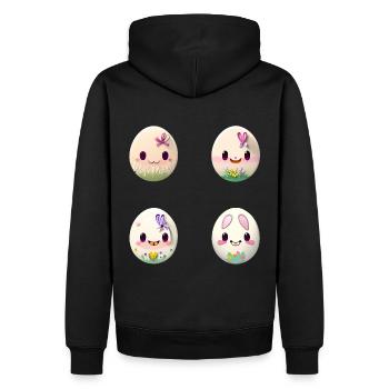 Oeuf de Pâques Visages d’oeufs de Pâques - Sweat à capuche Premium bio Homme - noir - Dos - Nico (187cm)