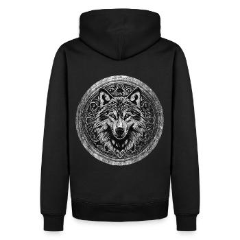 Wolf Wikinger Wild - Männer Premium Bio Hoodie - Schwarz - Hinten - Nico (187cm)