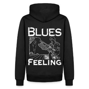 Blues Feeling - Männer Premium Bio Hoodie - Schwarz - Hinten - Nico (187cm)