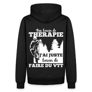 VTT thérapie humour vélo vtt cadeau cyclisme - Sweat à capuche Premium bio Homme - noir - Dos - Nico (187cm)