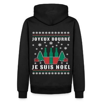 Noël humour joyeux bourré je suis Noel cadeau Noël - Sweat à capuche Premium bio Homme - noir - Dos - Nico (187cm)