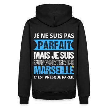 Supporter de Marseille cadeau pour Marseillais - Sweat à capuche Premium bio Homme - noir - Dos - Nico (187cm)
