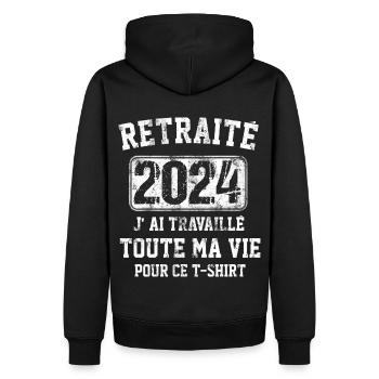 Retraité 2024 humour retraite cadeau pour retraité - Sweat à capuche Premium bio Homme - noir - Dos - Nico (187cm)