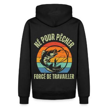 Né pour pêcher humour pêcheur cadeau pêche vintage - Sweat à capuche Premium bio Homme - noir - Dos - Nico (187cm)