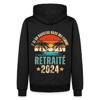 Retraité 2024 humour retraite cadeau pour retraité - Sweat à capuche Premium bio Homme - noir - Dos - Nico (187cm)