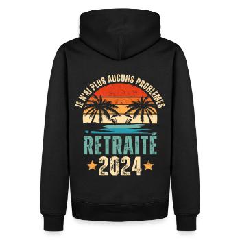 Retraité 2024 humour retraite cadeau pour retraité - Sweat à capuche Premium bio Homme - noir - Dos - Nico (187cm)