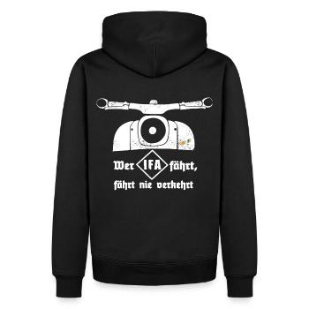 Ostkult - Schwalbe - IFA Simson DDR - Männer Premium Bio Hoodie - Schwarz - Hinten - Nico (187cm)