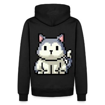 8bit 16bit pixelated cat - Men’s Premium Organic Hoodie - black - Back - Nico (187cm)