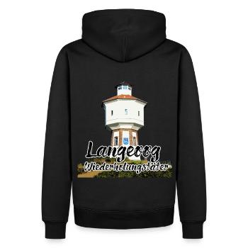 Langeoog Leuchtturm Insel - Männer Premium Bio Hoodie - Schwarz - Hinten - Nico (187cm)