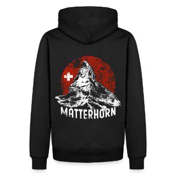 Matterhorn Zermatt Wandern Berg Klettern Andenken - Männer Premium Bio Hoodie - Schwarz - Hinten - Nico (187cm)