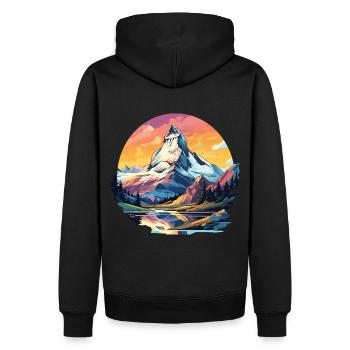 Matterhorn Wandern Zermatt Andenken Souvenir - Männer Premium Bio Hoodie - Schwarz - Hinten - Nico (187cm)