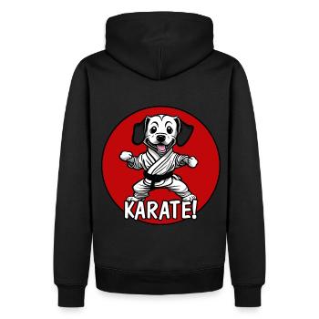 Karate Hund - Männer Premium Bio Hoodie - Schwarz - Hinten - Nico (187cm)