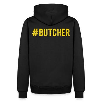 Schlachter - Fleischer - Männer Premium Bio Hoodie - Schwarz - Hinten - Nico (187cm)