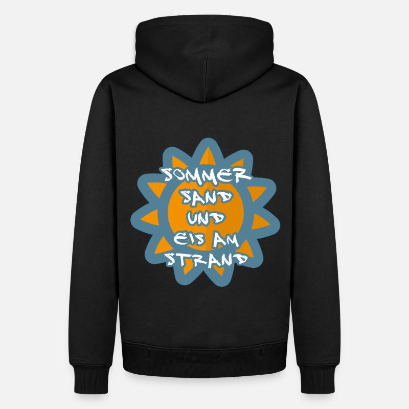Sommer Sand Strand Eis SPruch - Männer Premium Bio Hoodie - Schwarz