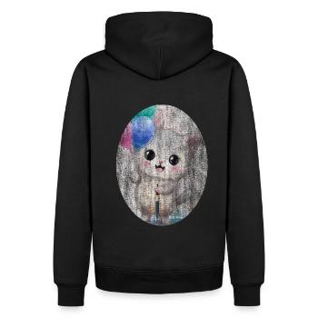 Kätzchen Katze mit Luftballon Gemälde - Männer Premium Bio Hoodie - Schwarz - Hinten - Nico (187cm)