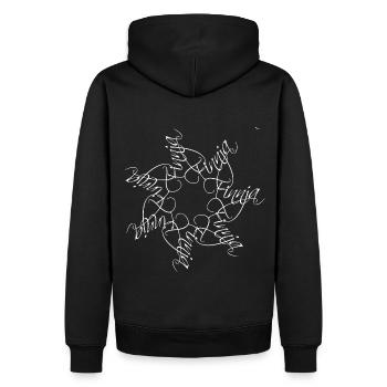 Nom finnja Mandala - Sweat à capuche Premium bio Homme - noir - Dos - Nico (187cm)