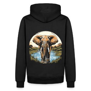 Elephant - Männer Premium Bio Hoodie - Schwarz - Hinten - Nico (187cm)