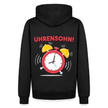 Uhrensohn - Männer Premium Bio Hoodie - Schwarz - Hinten - Nico (187cm)