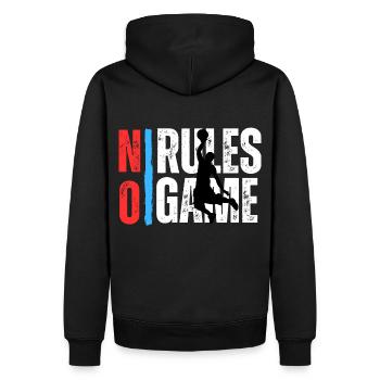 Basketball - no rules - no game - Männer Premium Bio Hoodie - Schwarz - Hinten - Nico (187cm)