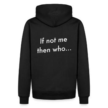 if not me then who - Sweat à capuche Premium bio Homme - noir - Dos - Nico (187cm)