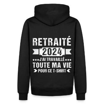 Retraité 2024 humour retraite cadeau pour retraité - Sweat à capuche Premium bio Homme - noir - Dos - Nico (187cm)