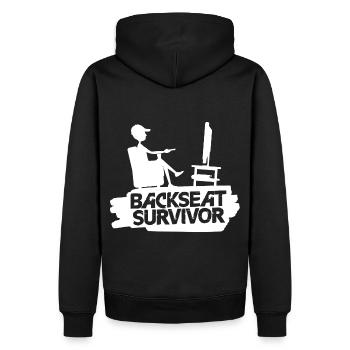 Backseat Surviver - Survival Outdoor Wild Light - Men’s Premium Organic Hoodie - black - Back - Nico (187cm)