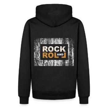 Rock and Roll (Typography Edition) - Sweat à capuche Premium bio Homme - noir - Dos - Nico (187cm)