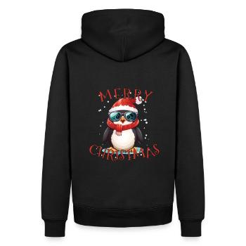 Niedlicher Kleiner Weihnachtspinguin Mit Brille - Männer Premium Bio Hoodie - Schwarz - Hinten - Nico (187cm)