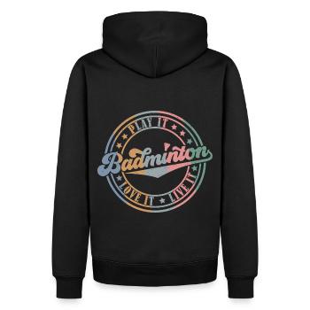Badminton (Play It - Love It - Live It - Edition) - Männer Premium Bio Hoodie - Schwarz - Hinten - Nico (187cm)