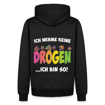 Ich nehme keine Drogen - Ich bin so - Männer Premium Bio Hoodie - Schwarz - Hinten - Nico (187cm)