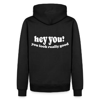 Salut, toi! Vous avez l’air vraiment bien - Sweat à capuche Premium bio Homme - noir - Dos - Nico (187cm)