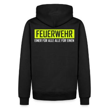 Service d'incendie Un pour tous pour un cadeau - Sweat à capuche Premium bio Homme - noir - Dos - Nico (187cm)