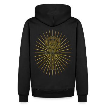 ANKH SONNE - Männer Premium Bio Hoodie - Schwarz - Hinten - Nico (187cm)