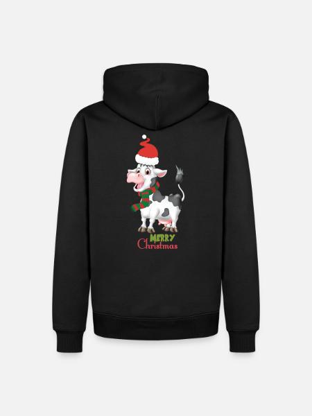 Joyeux Noël - vache - Sweat à capuche Premium bio Homme - noir