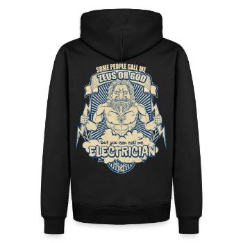 Elektriker - Männer Premium Bio Hoodie - Schwarz - Hinten - Nico (187cm)