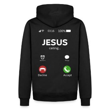 Jesus is Calling - Men’s Premium Organic Hoodie - black - Back - Nico (187cm)