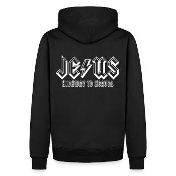 Jesus Highway To Heaven - Männer Premium Bio Hoodie - Schwarz - Hinten - Nico (187cm)