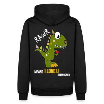 Dino love - RAWR Dinosaurs love - Sweat à capuche Premium bio Homme - noir - Dos - Nico (187cm)