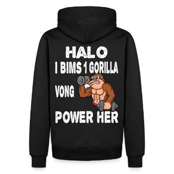 I Bims 1 Gorilla Vong Power - Sweat à capuche Premium bio Homme - noir - Dos - Nico (187cm)