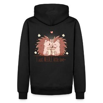 I Just Needle Little Love - Igel - Männer Premium Bio Hoodie - Schwarz - Hinten - Nico (187cm)