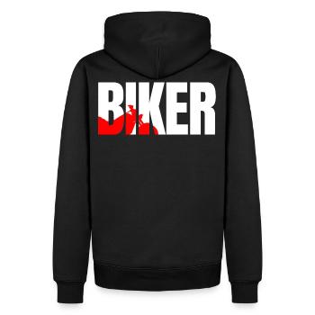 Biker - Sweat à capuche Premium bio Homme - noir - Dos - Nico (187cm)