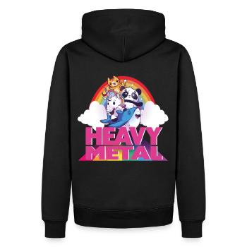 Heavy Metal + animaux mignons - tenue de festival drôle - Sweat à capuche Premium bio Homme - noir - Dos - Nico (187cm)