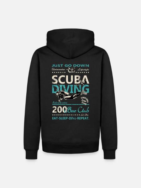 Diving vintage retro shark 200 bar club - Men’s Premium Organic Hoodie - black