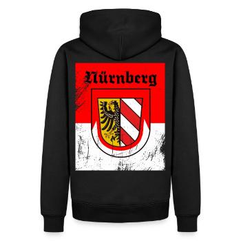 Nürnberg Fürth Erlangen die Frankenmetropole - Männer Premium Bio Hoodie - Schwarz - Hinten - Nico (187cm)