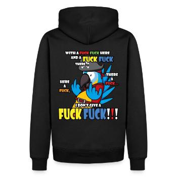 Lustiger sarkastischer Papagei mit Mittelfinger - Männer Premium Bio Hoodie - Schwarz - Hinten - Nico (187cm)