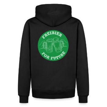 Freibier for Future - Fridays for Future Parodie - Männer Premium Bio Hoodie - Schwarz - Hinten - Nico (187cm)