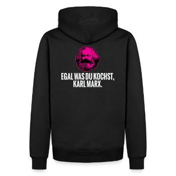 Egal was du kochst, Karl Marx. - Männer Premium Bio Hoodie - Schwarz - Hinten - Nico (187cm)